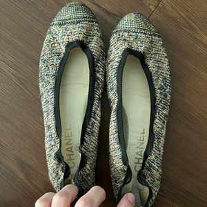 Chanel tweed ballet flats